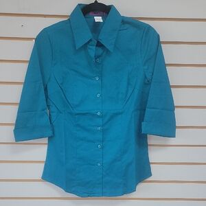 Teal Women's Button-Up Shirt. Avaliable In SMALL - 6XL SIZES